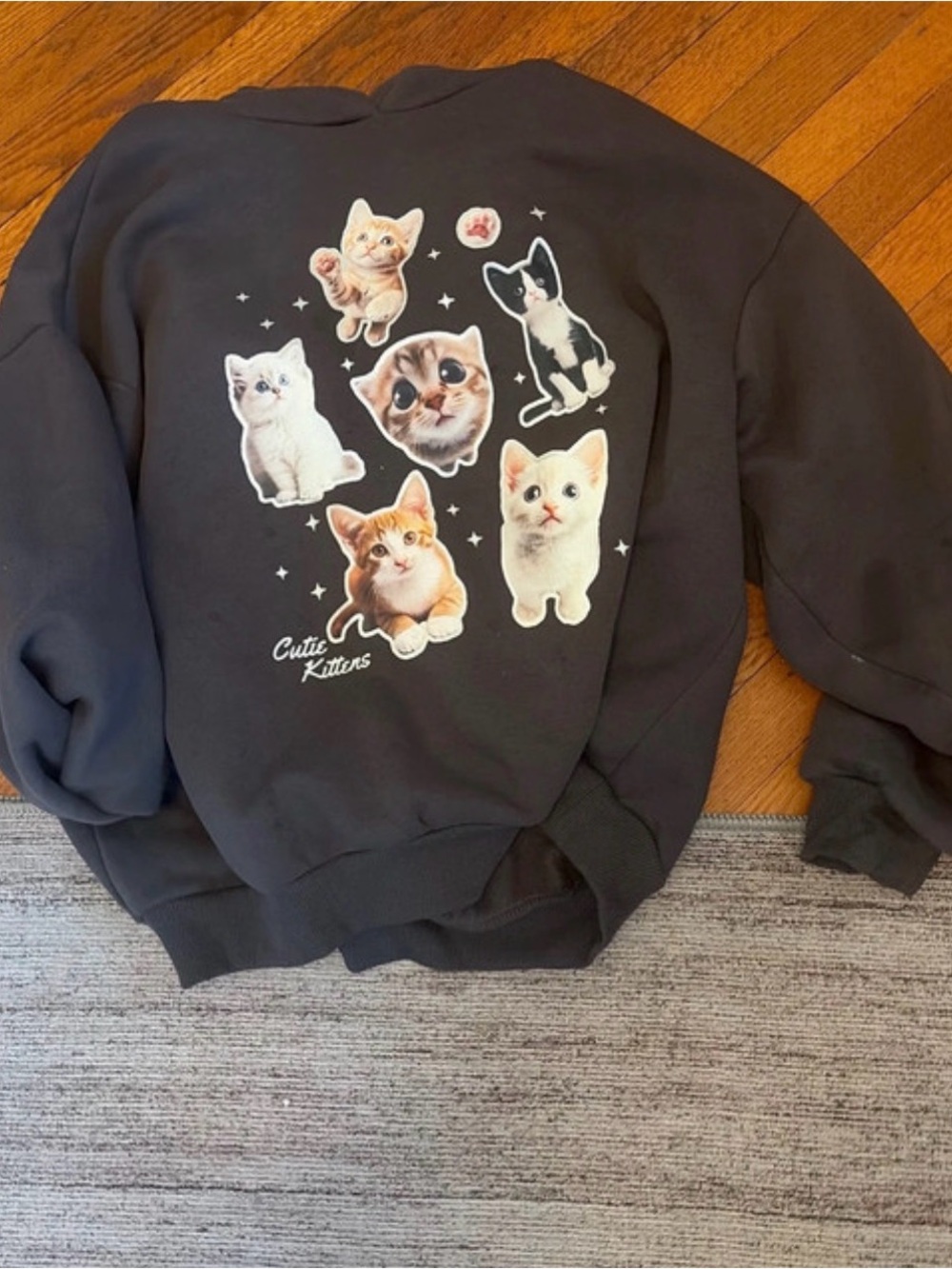 Cutie Kittens Black Cat Graphic Sweatshirt